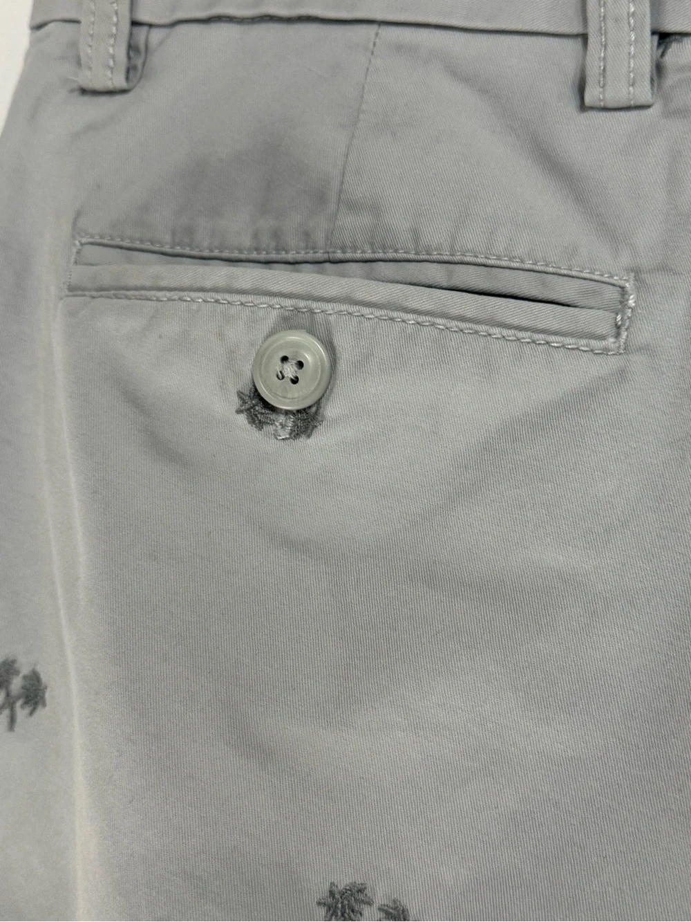 Old Navy Ultimate Slim Chino Shorts Palm Trees Gray Cotton 10” Inseam W33